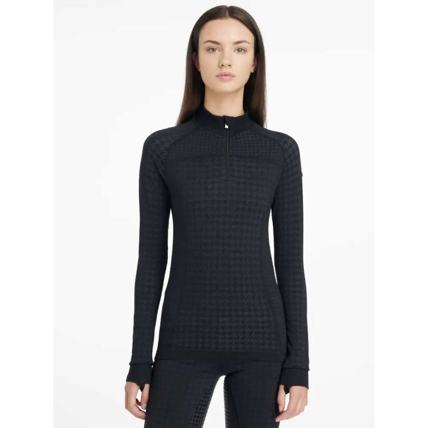 Aspen Houndstooth Quarter Zip Top